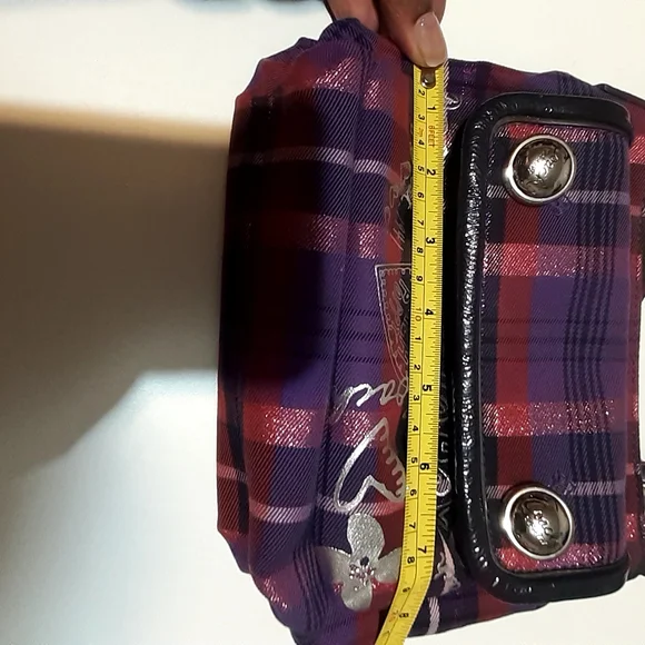 Coach Purple and Red Plaid Crossbody Bag - Picture 2 of 14